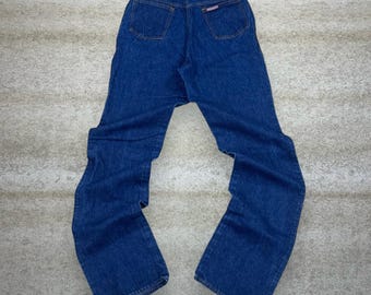 True Vintage 70s Off Duty Jeans 29x26 Straight Fit Dark Wash Denim Button Fly