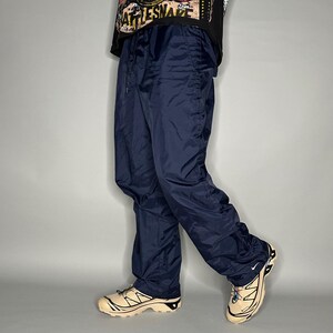 Vintage 90s Nike Track Pants Mens M Baggy Wide Leg Navy Blue White