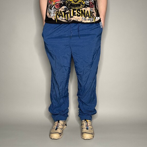 Vintage Starter Track Pants Mens L Blue Nylon Baggy Fit