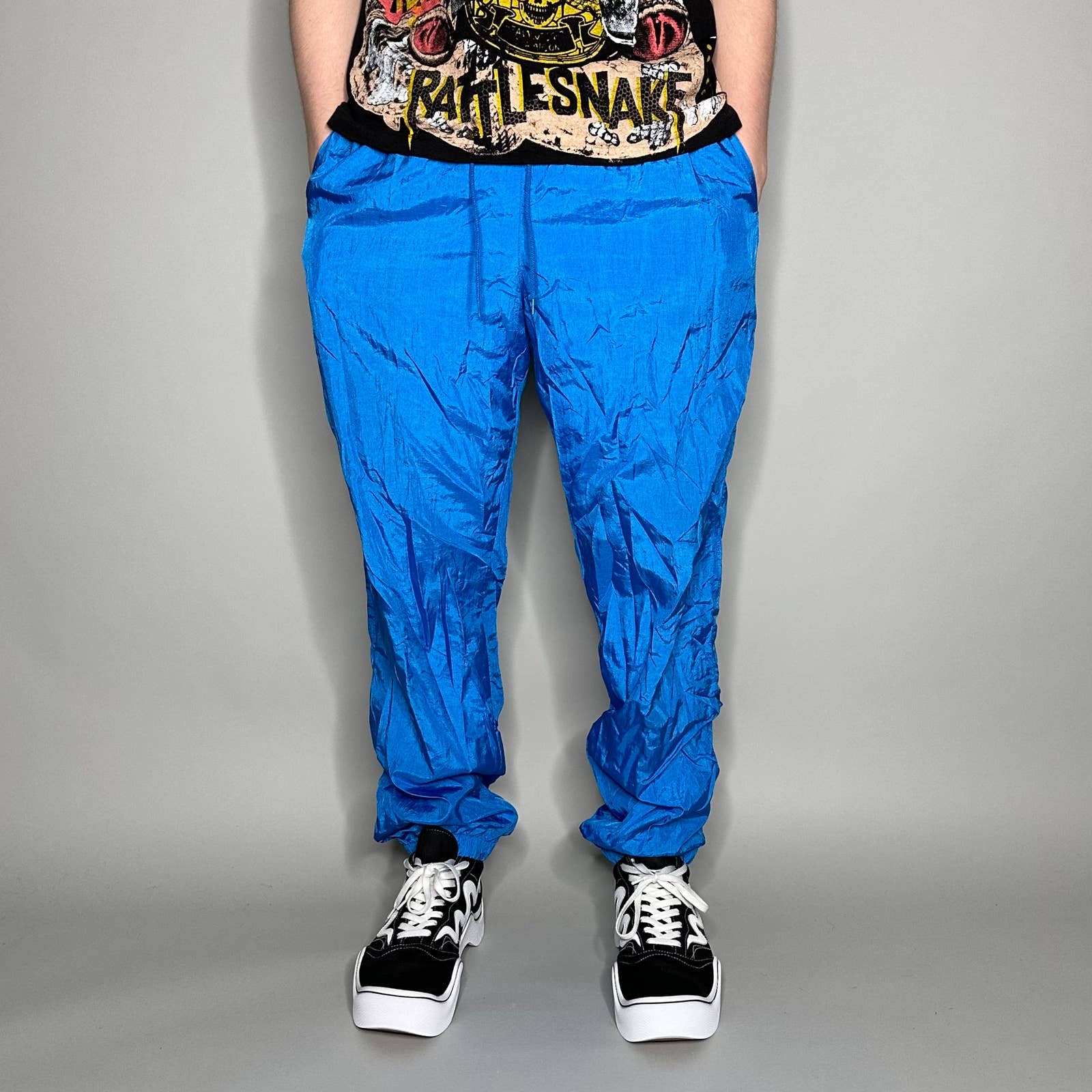 Vintage Nylon Track Pants Pacific Blue Nylon Joggers Baggy Vintage Nylon Track Pants Pacific Blue Nylon Joggers Baggy