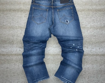 Vaqueros skater Rocawear vintage Y2K, 40 x 34, holgados, de pierna ancha, lavado oscuro, denim Rap
