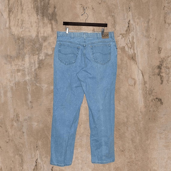 Vintage Lee MR Jeans Baggy Fit Light Wash Leather Logo 90s Etsy UK