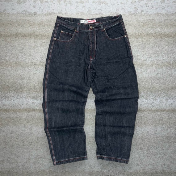 Vintage Skater Wide Leg Jeans 38x32 Rich Kids Jet Black Wash Vintage Skater Wide Leg Jeans 38x32 Rich Kids Jet Black Wash