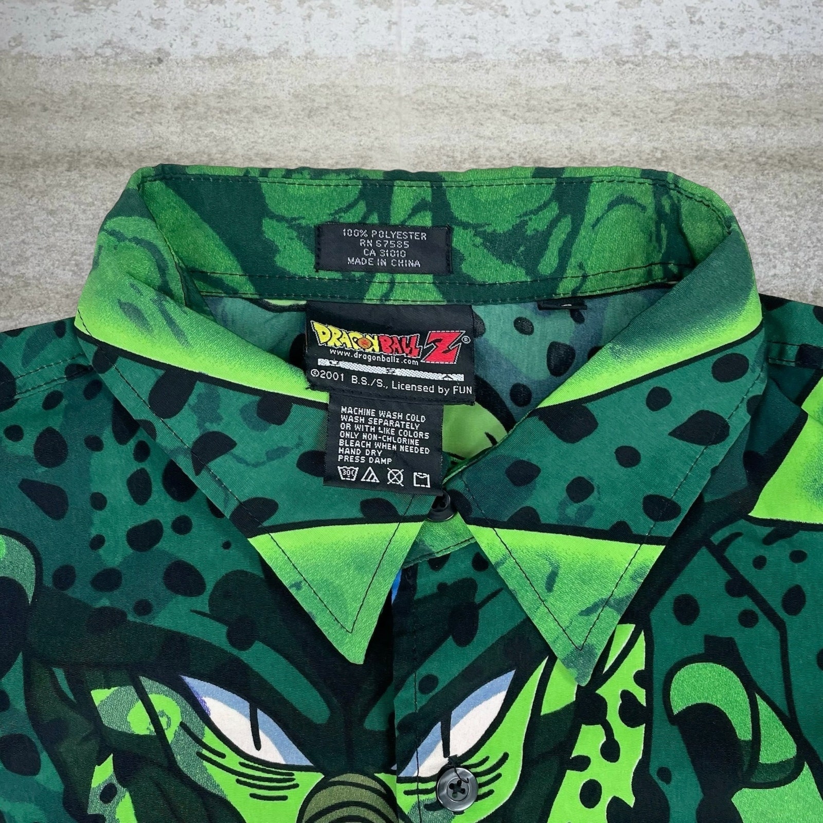 Vintage Dragon Ball Z Button up Casual Shirt Cell Goku Green