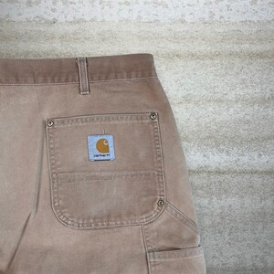 Vintage 90s Carhartt Carpenter Pants 40x30 Tan Union Made in USA Faded image 3