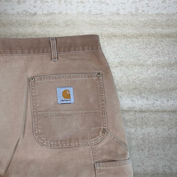 Vintage 90s Carhartt Carpenter Pants 40x30 Tan Un… - image 3
