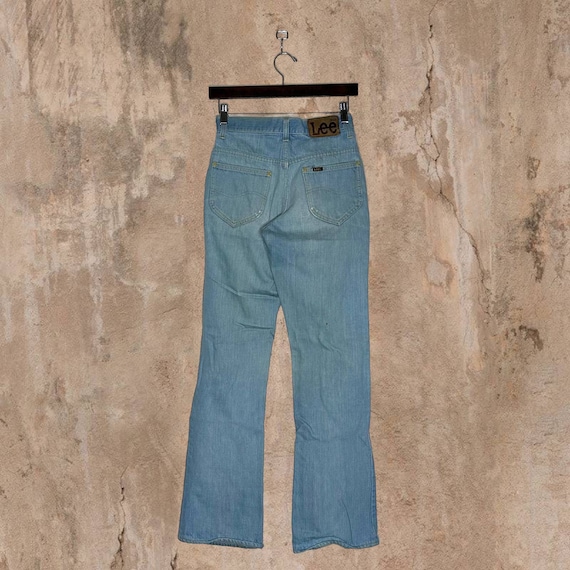 Vintage Lee MR Flared Jeans Light Wash Made in US… - image 2