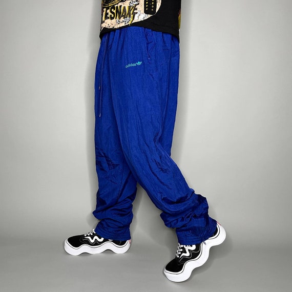 Vintage Adidas Track Pants Royal Blue Nylon Sky Blue Logo - Etsy