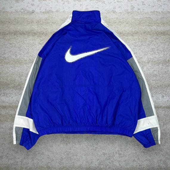 Vintage Nike Windbreaker Jacket Mens 2XL Royal Blue Nylon Large Swoosh Grey Full Zip White Tag 90s Etsy Canada
