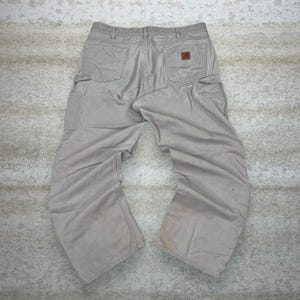 Vintage 90er Jahre Carhartt Carpenter Hose 38x32 Baggy Weites Bein Tan Canvas Latzhose Bild 1