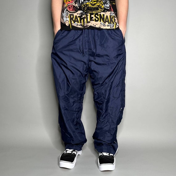 Vintage Starter Track Pants Navy Blue Polyester Embroidered White
