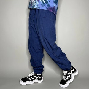Vintage Nike Track Pants Navy Blue Nylon Sweatpants Light 
