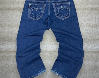 Vintage Y2K True Religion Skater Jeans 42x32 Ricky Fit Dark Wash Made in USA