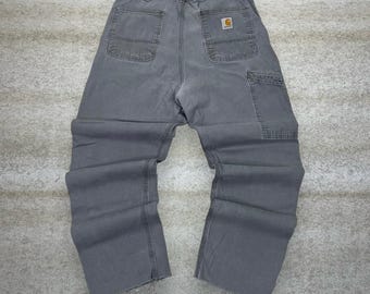 Pantalon Carhartt Carpenter vintage des années 90, salopette ample gris clair 36 x 30