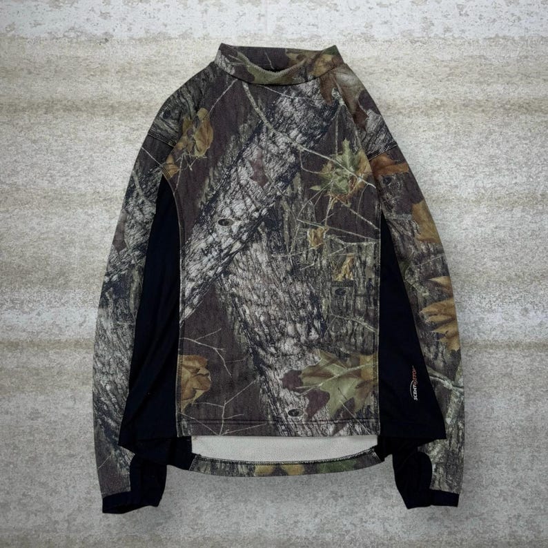 Vintage 90s Mossy Oak Hunting Camo Shirt Mens L Woodland Cotton Long Sleeve image 1