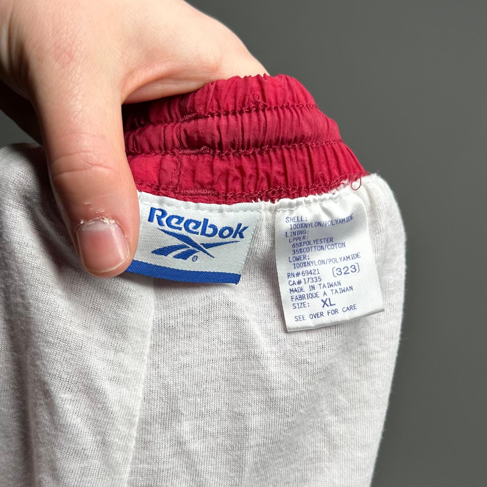 Vintage Y2K Reebok Track Pants Mens XL Crimson Red Nylon Joggers
