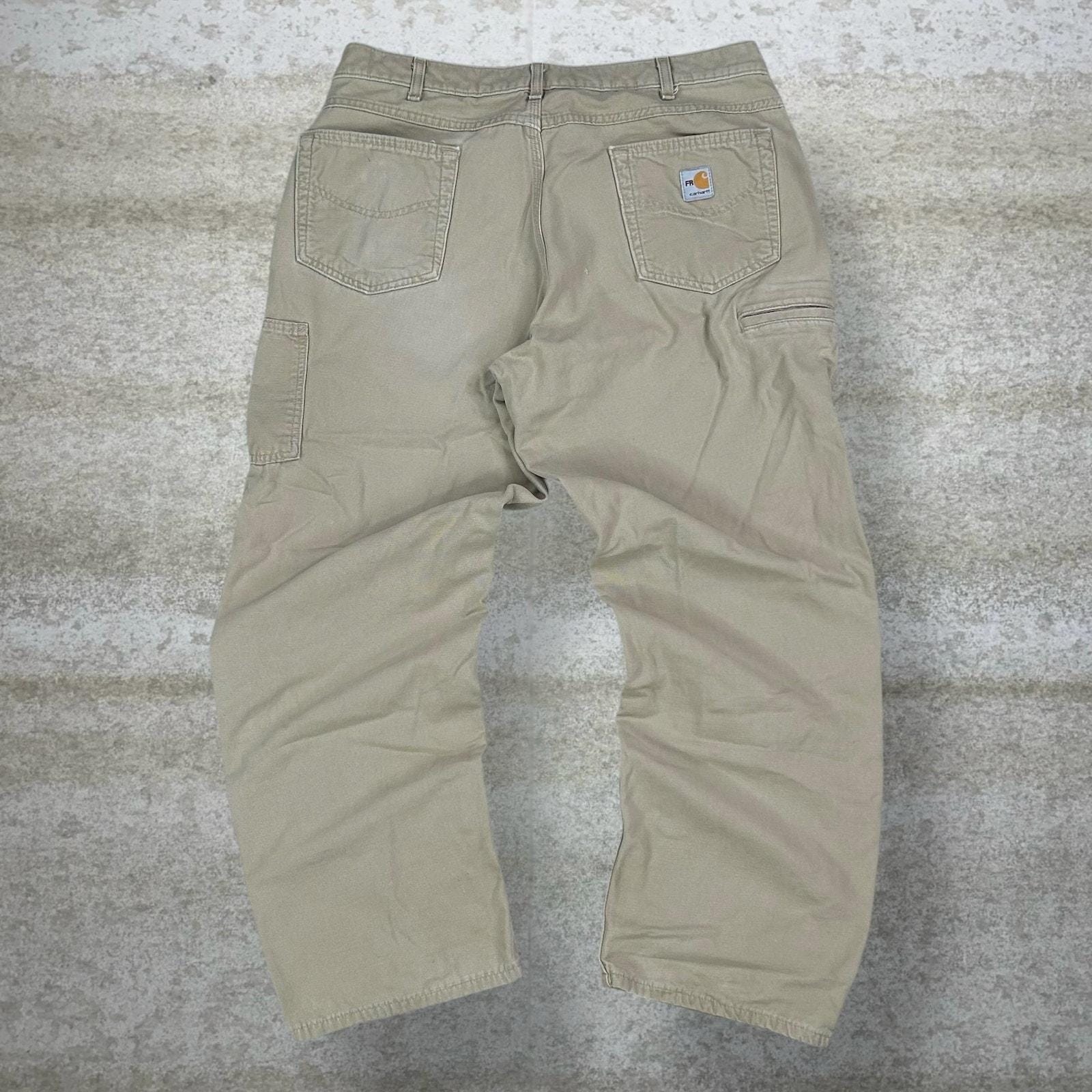 Carhartt painter pants 38×32 Vintage Carhartt Carpenter Pants 38x32 FR Tan Canvas Baggy Wide