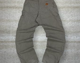 Vintage 90s Carhartt Carpenter Pants 31x34 Baggy Wide Leg Chocolate Brown Canvas