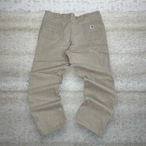 Vintage 90s Carhartt Carpenter Pants 42x32 Baggy Light Tan Dungarees Work Wear image 1