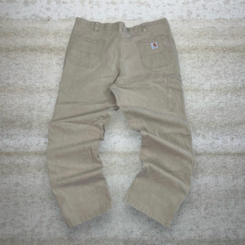 Vintage 90s Carhartt Carpenter Pants 42x32 Baggy Light Tan Dungarees Work Wear image 1