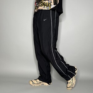Vintage Nike Track Pants Mens L Black Polyester Sweatpants White