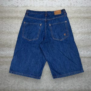 Vintage Skater Wide Leg Jean Shorts 34x14 Rocawear Dark Wash Baggy Denim Rap Style Y2K
