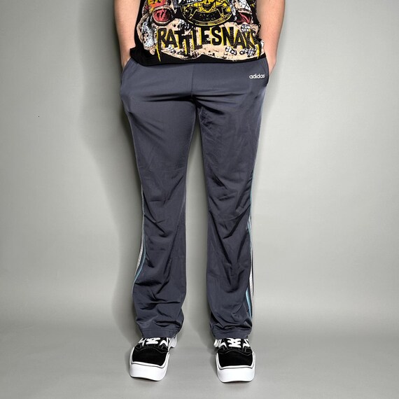 Vintage Adidas Sweatpants Grey Polyester Light Blue 3 Vintage Adidas Sweatpants Grey Polyester Light Blue 3