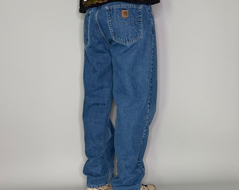 Vintage Y2K Carhartt Jeans 34x32 Relaxed Fit Dark Wash Denim Flanell Gefüttert
