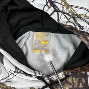 Sudadera con capucha vintage de los años 90 con estampado de camuflaje de caza de roble musgoso para hombre, talla M, jersey de algodón blanco, estilo bosque imagen 3