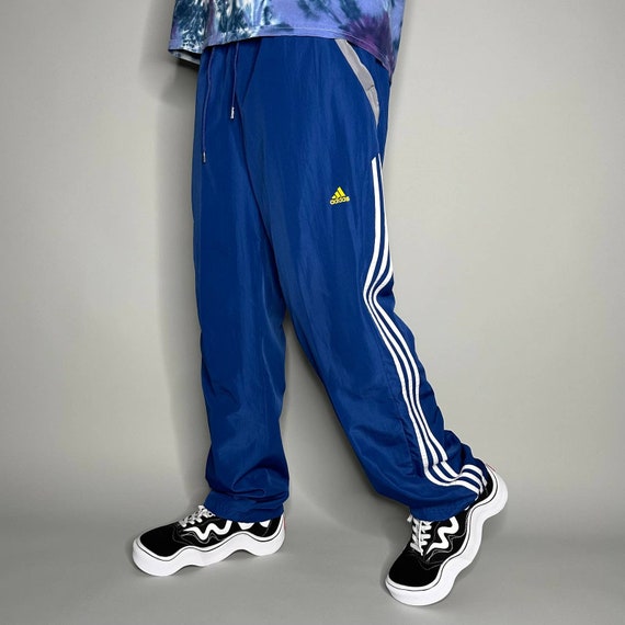 Vintage Adidas Sweatpants Royal Blue Polyester Baggy Fit White 3