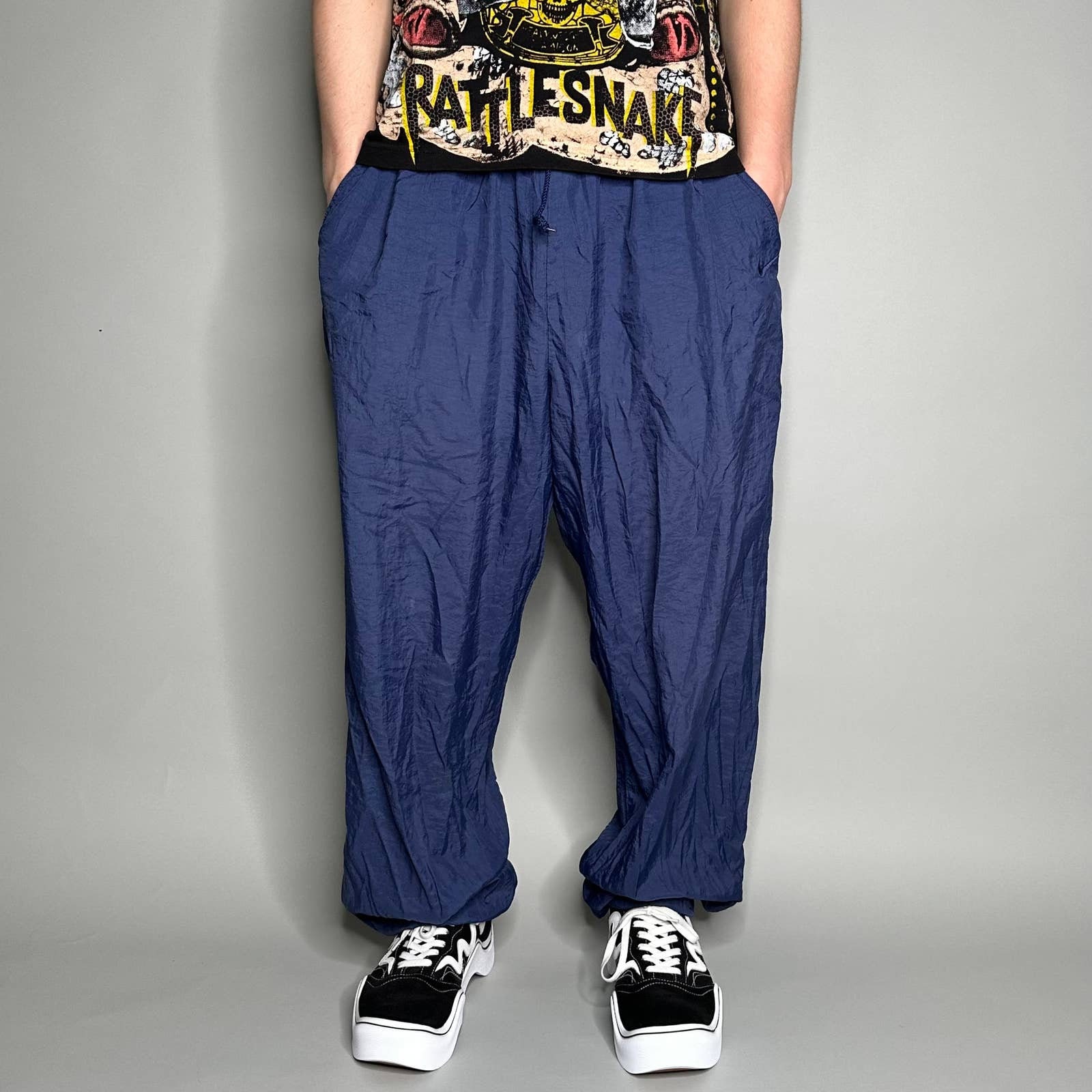 Vintage Nike Track Pants Navy Blue Nylon Sweatpants Baggy Vintage Nike Track Pants Navy Blue Nylon Sweatpants Baggy