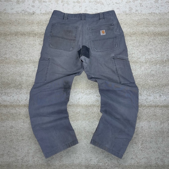 Vintage Carhartt Double Knees Carpenter Pants Grey Canvas Relaxed 