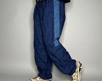 Vintage Nike Track Pants Dark Grey Nylon Sweatpants White Swoosh 