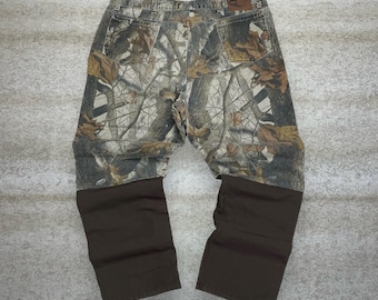 Vintage 90s Wrangler Real Tree Hunting Camo Jeans 42x30 Baggy Brown Double Knees