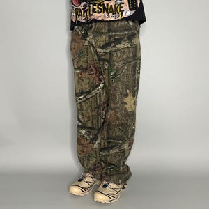 Vintage jaren 90 bemoste eiken camouflagebroek 38 x 32 baggy wijde pijpen jachtbos afbeelding 1