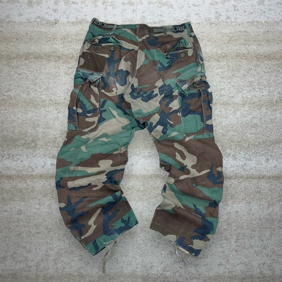 Vintage Military Camo Tactical Pants Baggy Double… - image 1
