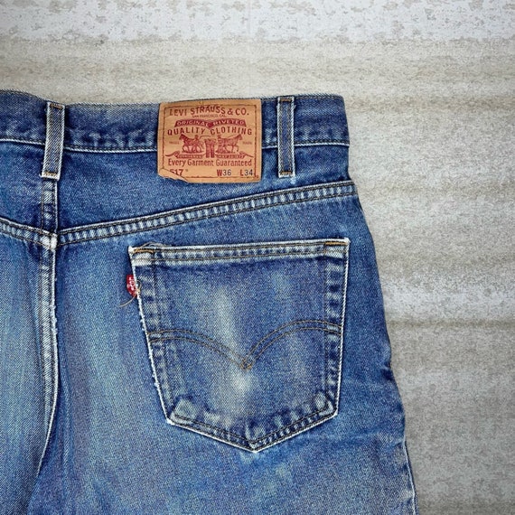 Vintage Levi's 517 Jeans Slim Fit Boot Cut Dark W… - image 3