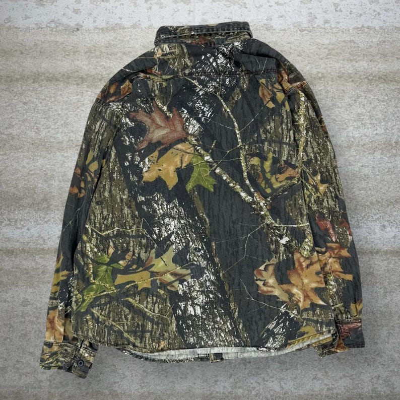 Vintage 90er Jahre Mossy Oak Shirt Herren XL Jagd Camo Baumwolle Langarm Bild 2