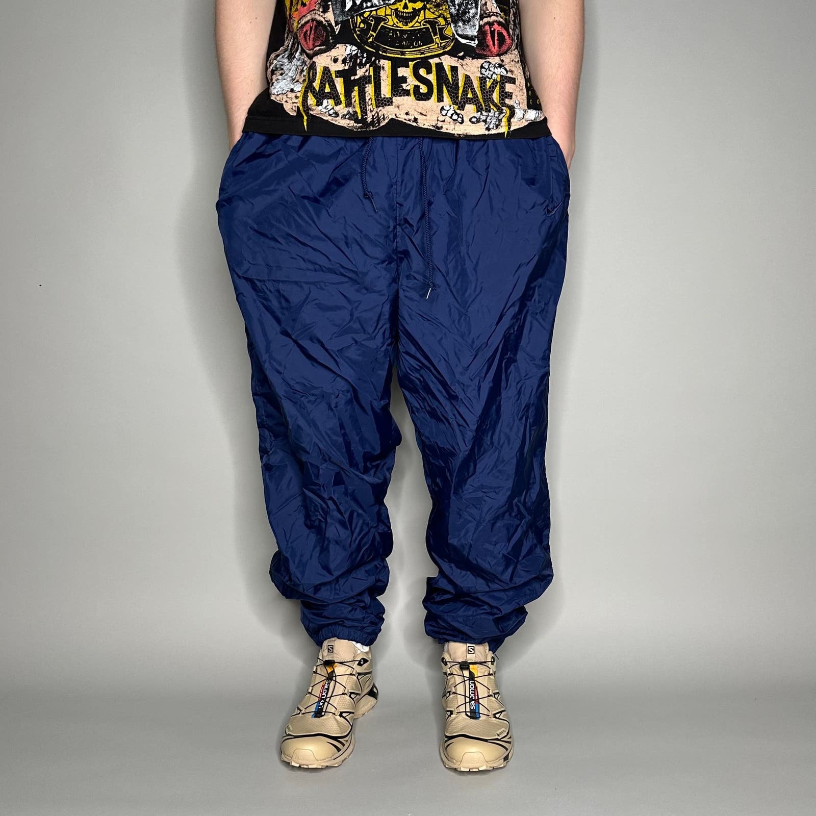 Vintage Nike Track Pants S Royal Blue Nylon Joggers