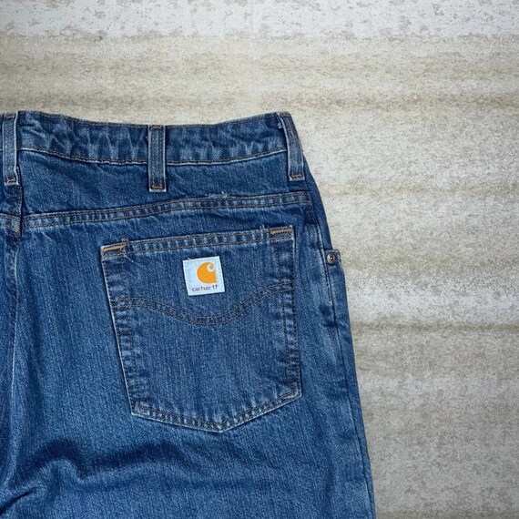 Vintage Flannel Lined Carhartt Jeans Dark Wash De… - image 3