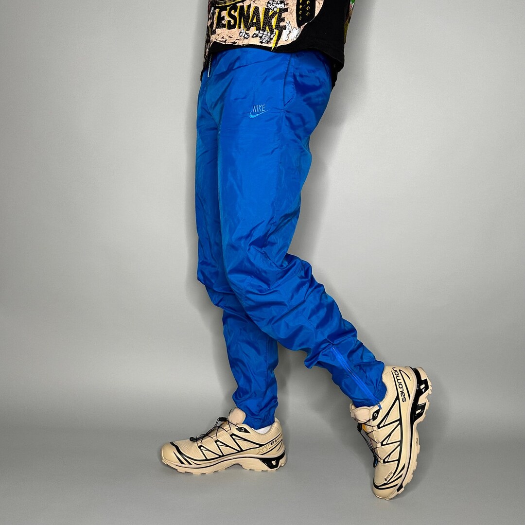 Vintage Nike Trainingshose Herren M Royal Blau Nylon Joggers
