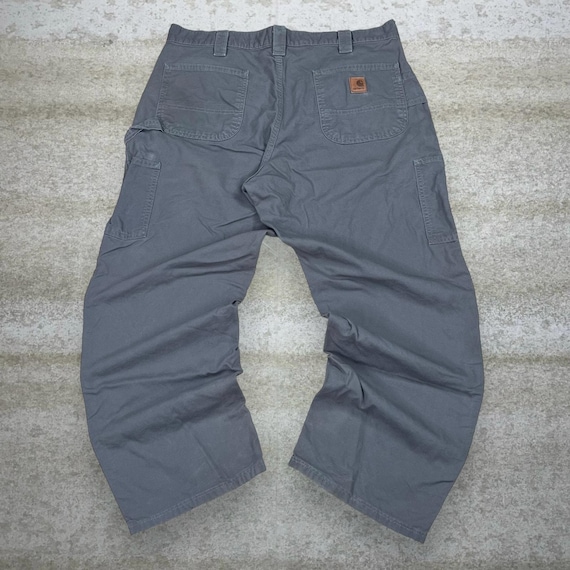Vintage Carhartt Carpenter Pants 38x30 Grey Canvas Baggy Wide Leg