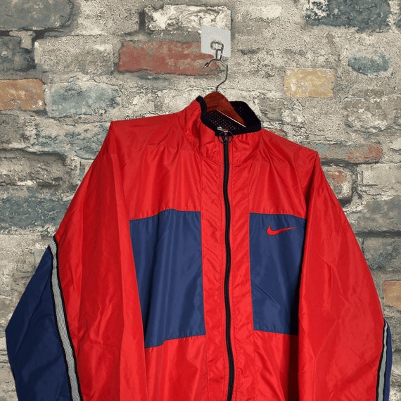 Vintage Nike Windbreaker Jacke Rot Blau Mitte Swoosh Reflektierende  Streifen 90er Jahre - Etsy.de