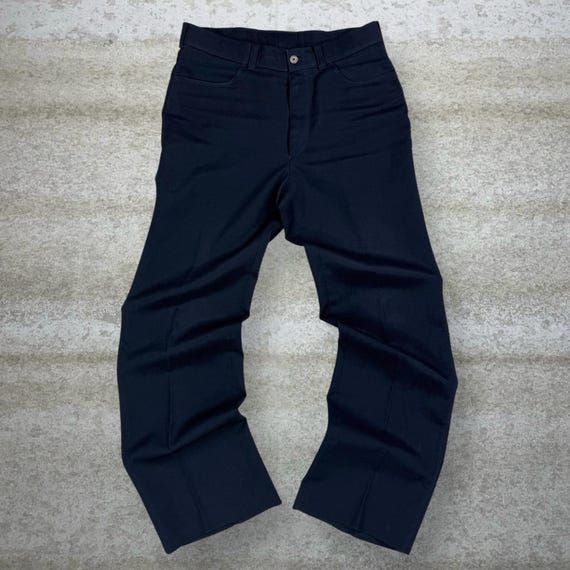 Vintage 90s Levis Dress Pants 30x32 Bootcut Flared Fit Navy Blue Flat Front