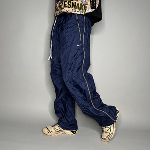 Vintage Nike Track Pants Mens L Navy Blue Nylon Sweatpants Vintage Nike Track Pants Mens L Navy Blue Nylon Sweatpants