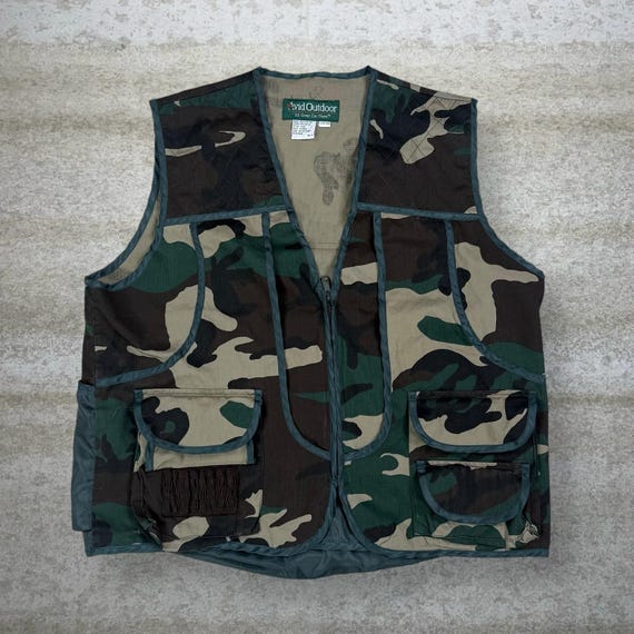 90’s vintage Dead stock Huntting Vest Vintage 90s Avid Outdoor Vest Mens L Hunting Camo Cotton Full Zip