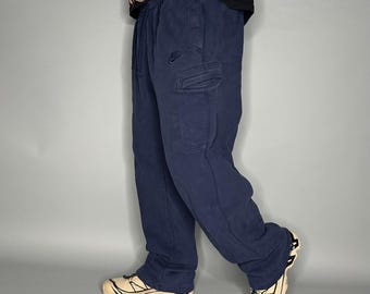 90年代ヴィンテージ ナイキ スウェットパンツ メンズ XL バギー ワイド ネイビーブルー コットン 控えめなスウッシュ