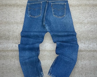 Vintage 80s Orange Tab Levis 505 Jeans 36x32 Regular Straight Leg Medium Wash