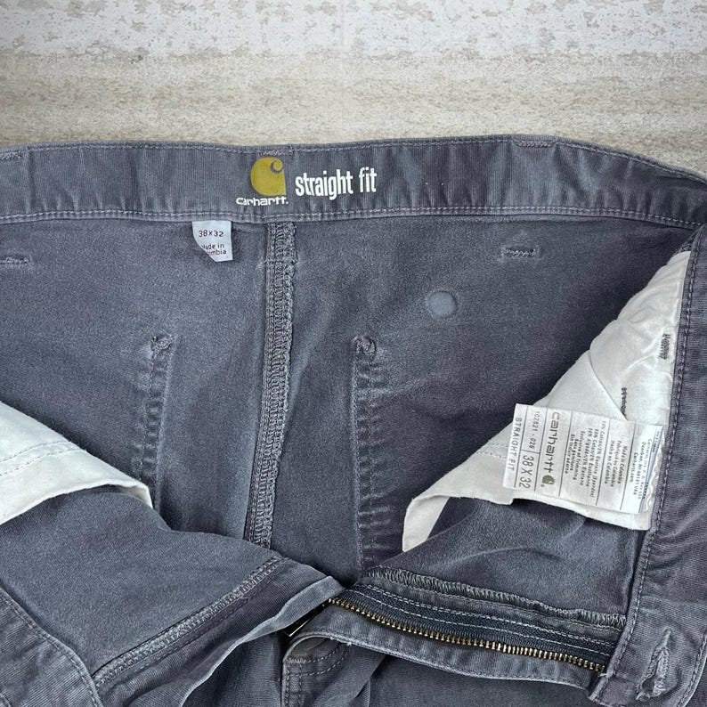 Vintage 90s Carhartt Carpenter Pants 38x32 Straight Fit Iron Grey Dungarees image 4
