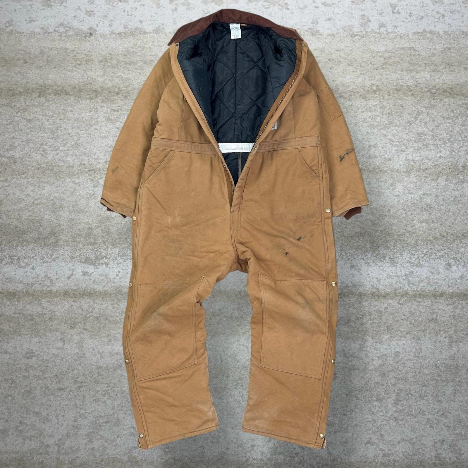 Vintage 90s Carhartt Coveralls Mens 2XL Baggy Tan Double Knees
